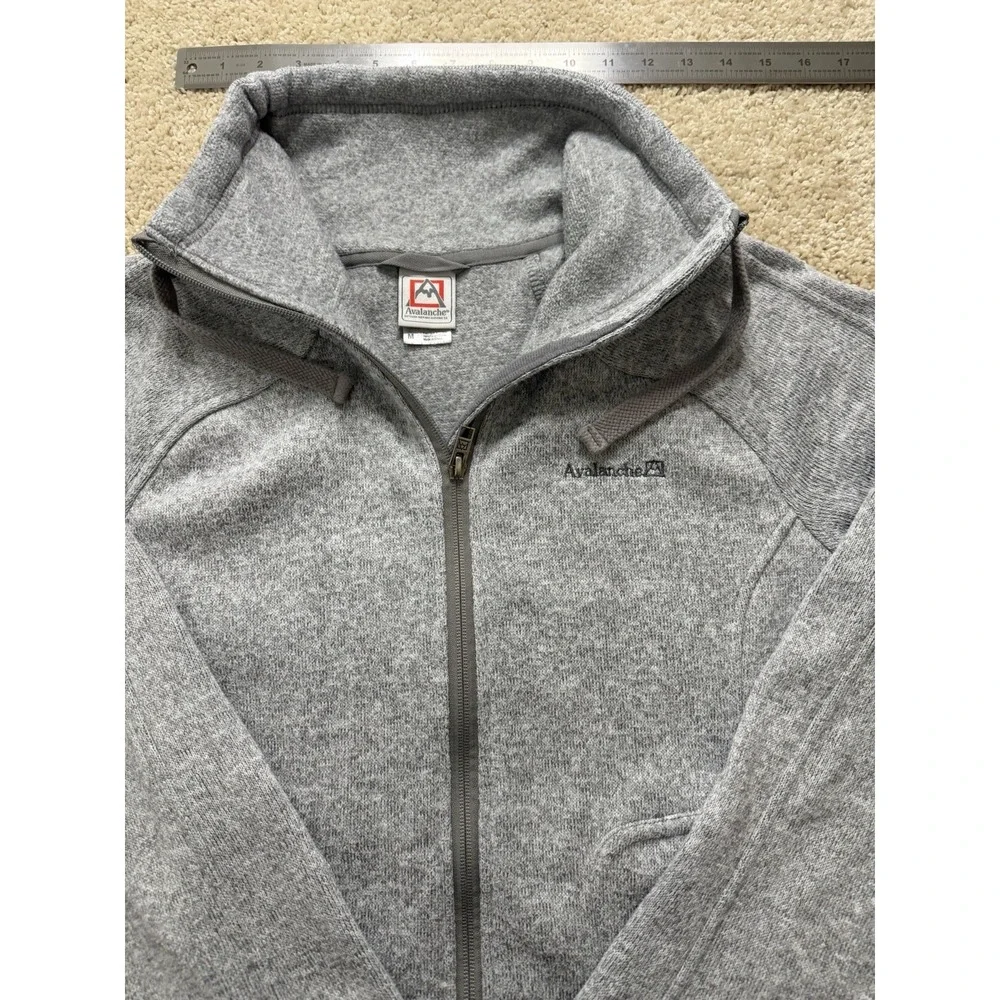 Avalanche Womens Thermal Knit Full Zip Fleece Lined Jacket Heather Gray Size M